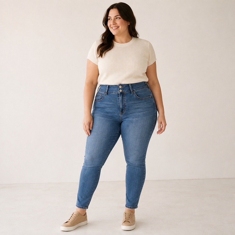 Curve Appeal Curve Creator High Rise Skinny Jeans Blue Medium Wash Size 16/33
